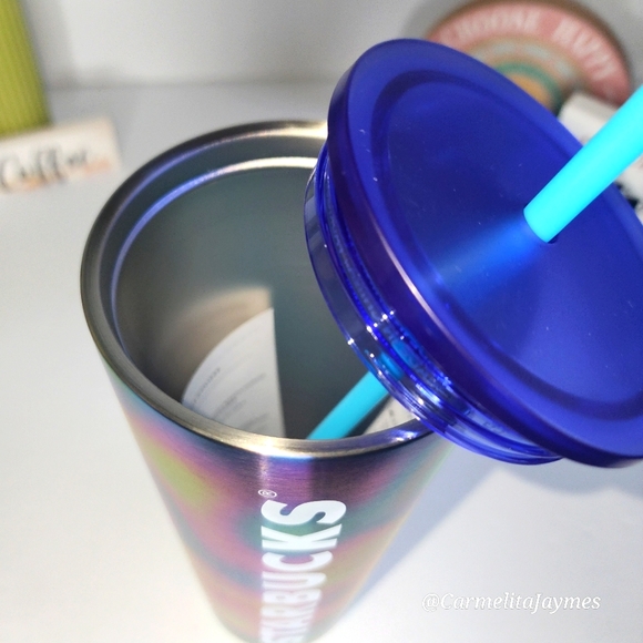 💙🩷💛 Starbucks 🥤 Oil Slick Design Stainless Steel 24oz Cold Cup Tumbler ☆NWT☆ - Picture 5 of 6